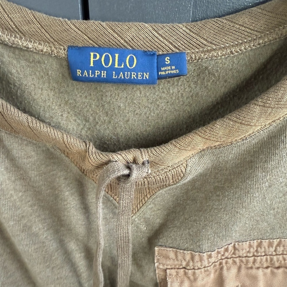 Polo Ralph Lauren Olive Green Long Sleeve Pullover Top • S - Picture 3 of 5
